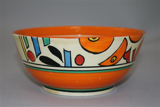 A Clarice Cliff orange pattern bowl, diameter 17.45cm